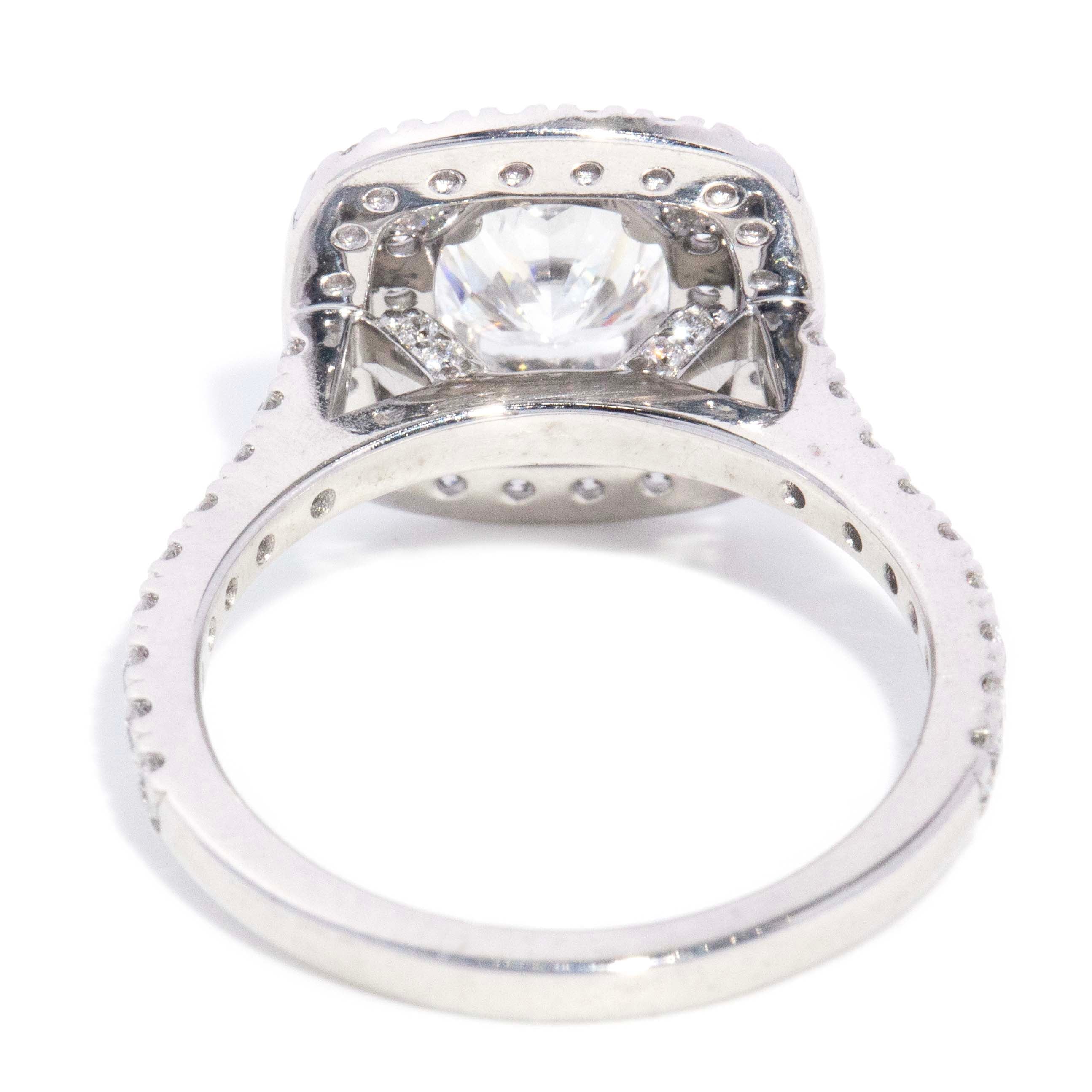 Brienne GIA Certified Cushion Cut Diamond Double Halo Ring 18ct White Gold Rings Imperial Jewellery 