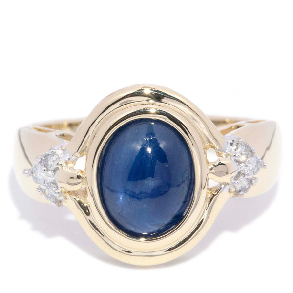 Briony 1980s Cabochon Sapphire Diamond Ring 14K Two Tone Gold Rings Anthology Jewellers 