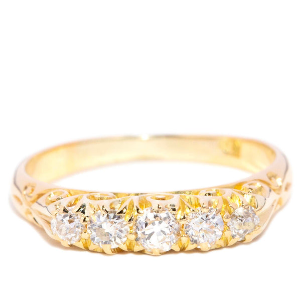 Callie Vintage Circa 1990s Five Stone Old Cut Diamond Ring 18ct Yellow Gold Rings Imperial Jewellery 