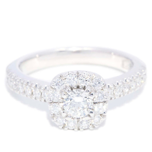 Cassandra Diamond Cushion Shaped Halo Ring 18K White Gold