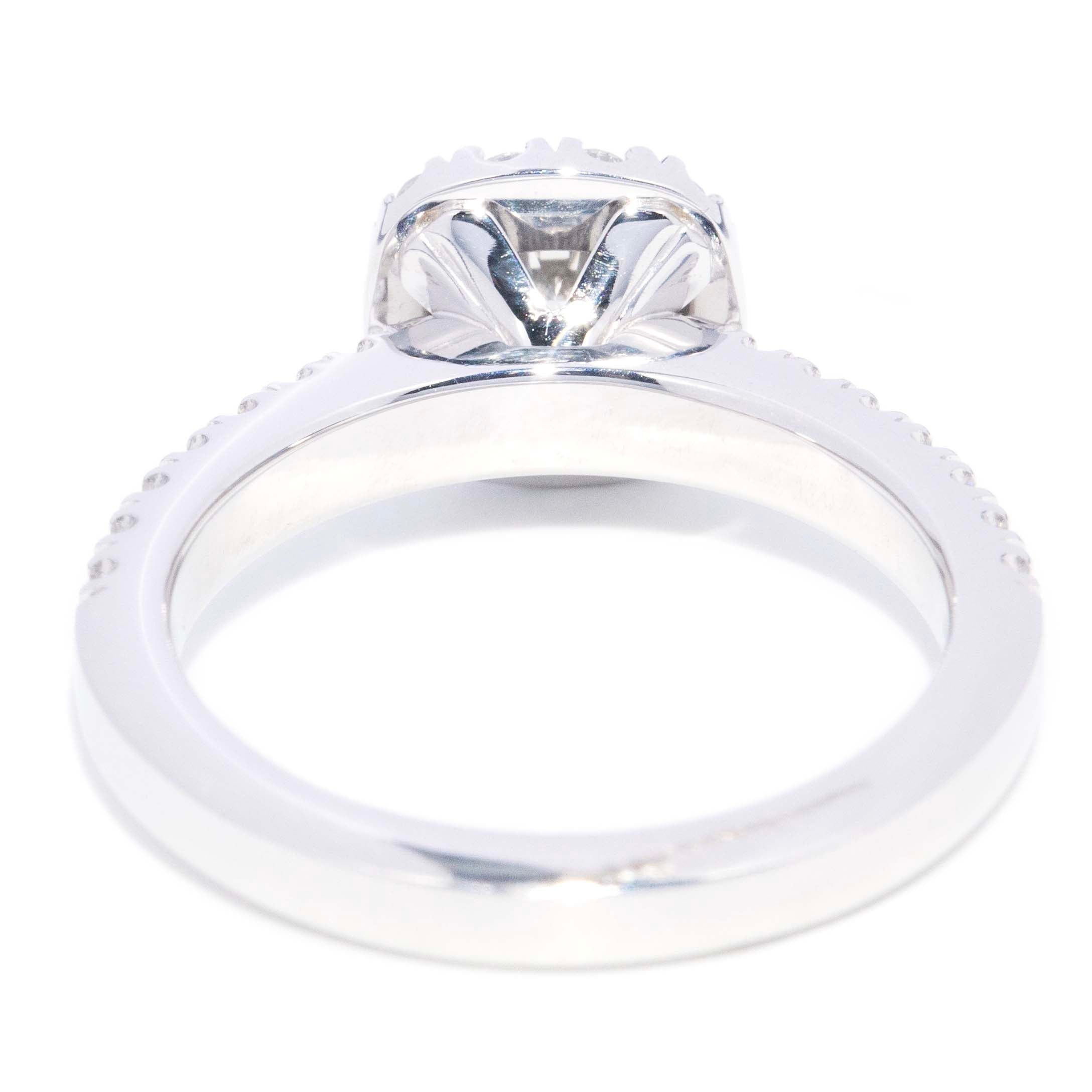 Cassandra Diamond Cushion Shaped Halo Ring 18K White Gold Rings Anthology Jewellers 