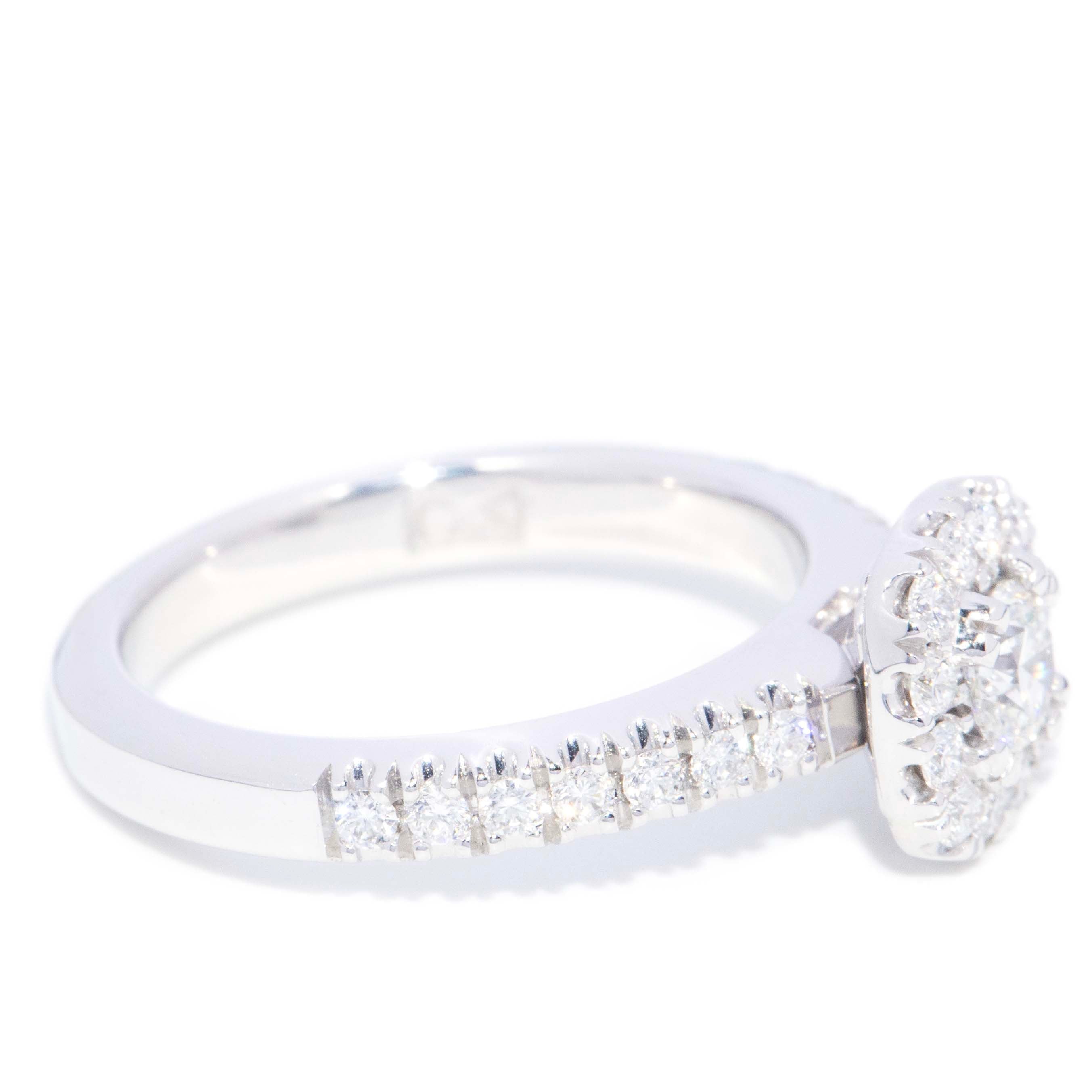 Cassandra Diamond Cushion Shaped Halo Ring 18K White Gold Rings Anthology Jewellers 