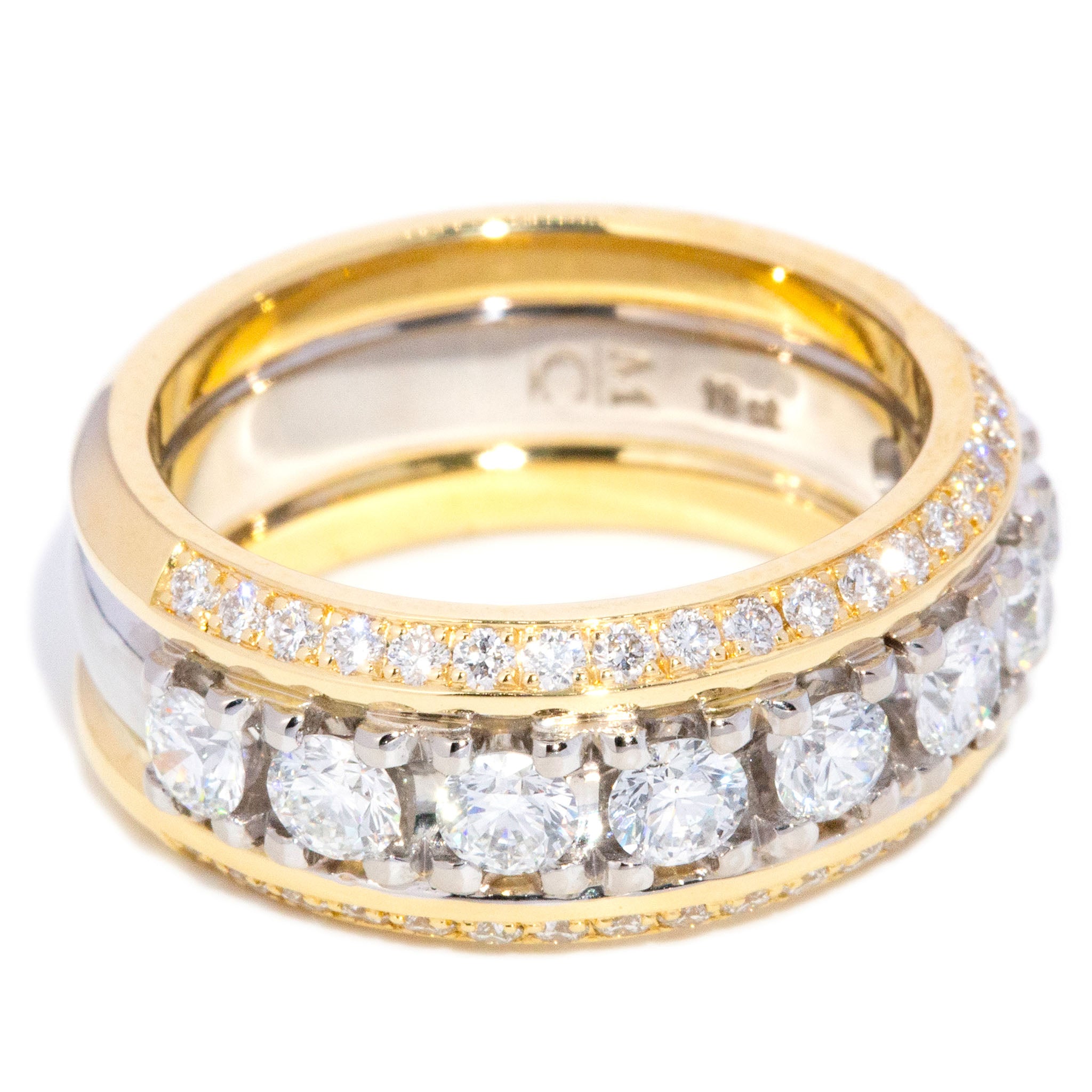 Chiara Diamond Triple Half Cigar Band Ring 18K Two Tone Gold