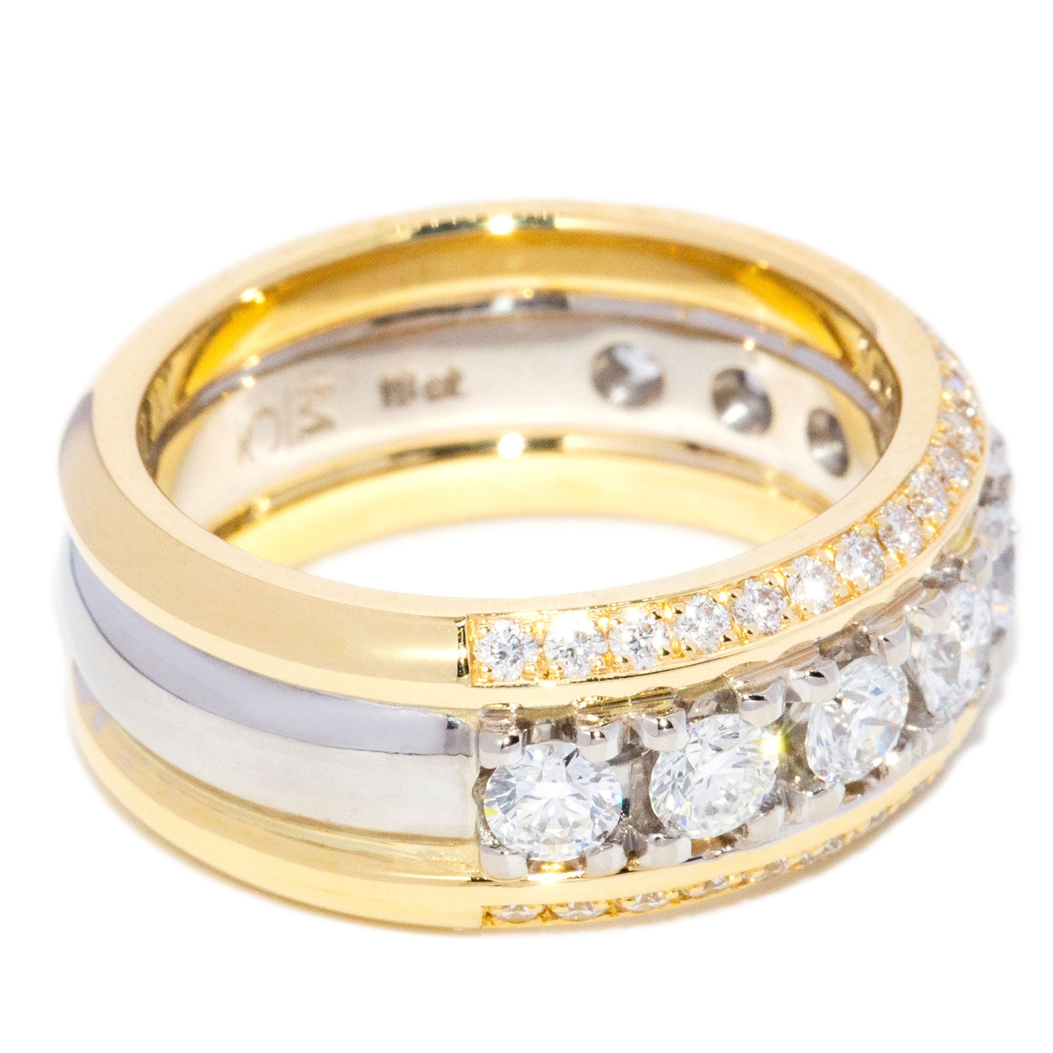 Chiara Diamond Triple Half Cigar Band Ring 18K Two Tone Gold