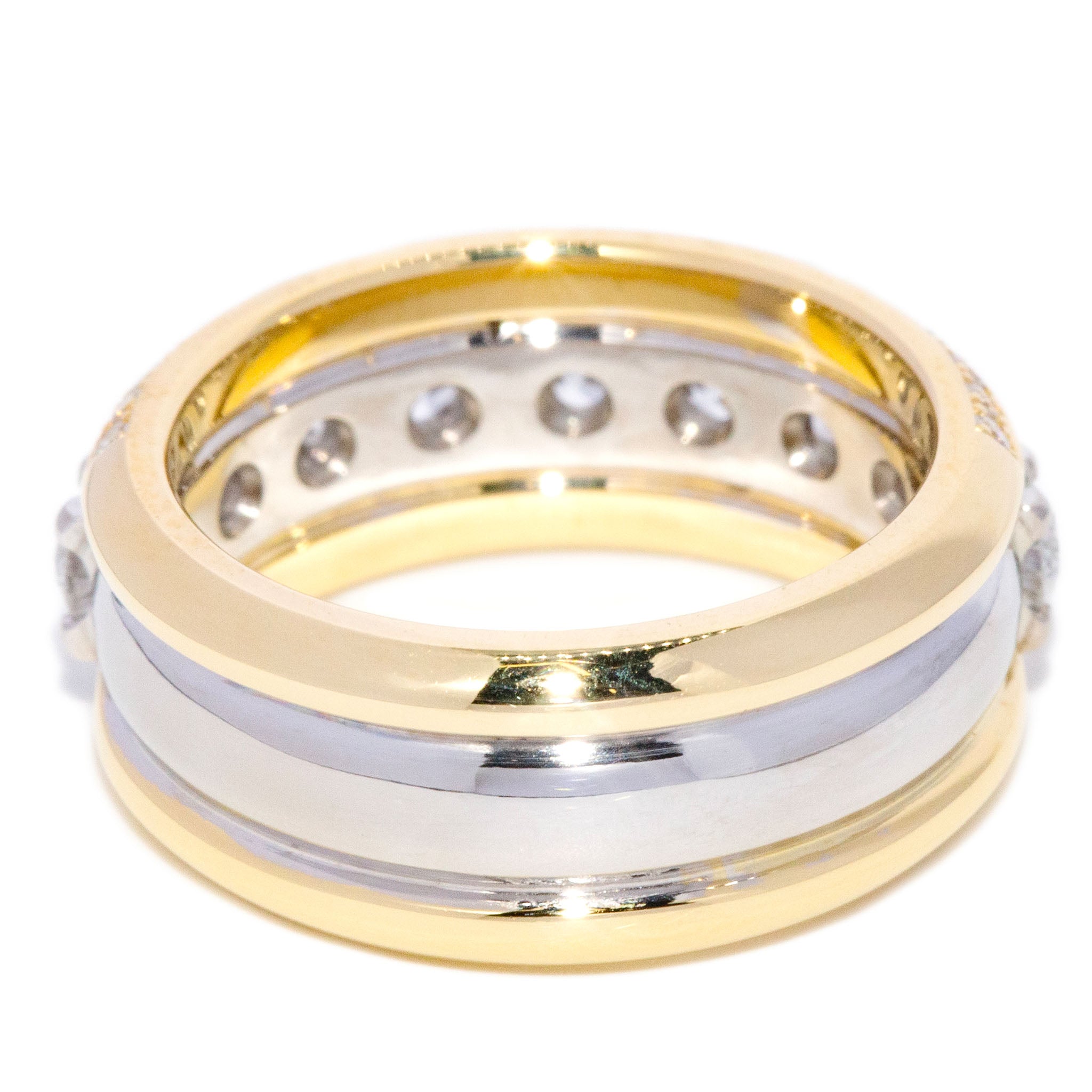 Chiara Diamond Triple Half Cigar Band Ring 18K Two Tone Gold
