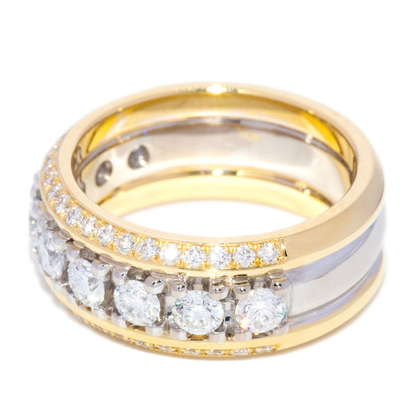 Chiara Diamond Triple Half Cigar Band Ring 18K Two Tone Gold Rings Anthology Jewellers 