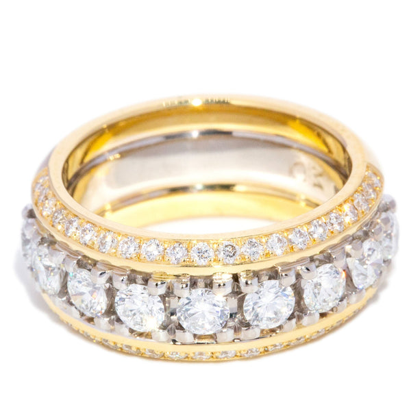 Chiara Diamond Triple Half Cigar Band Ring 18K Two Tone Gold Rings Anthology Jewellers 