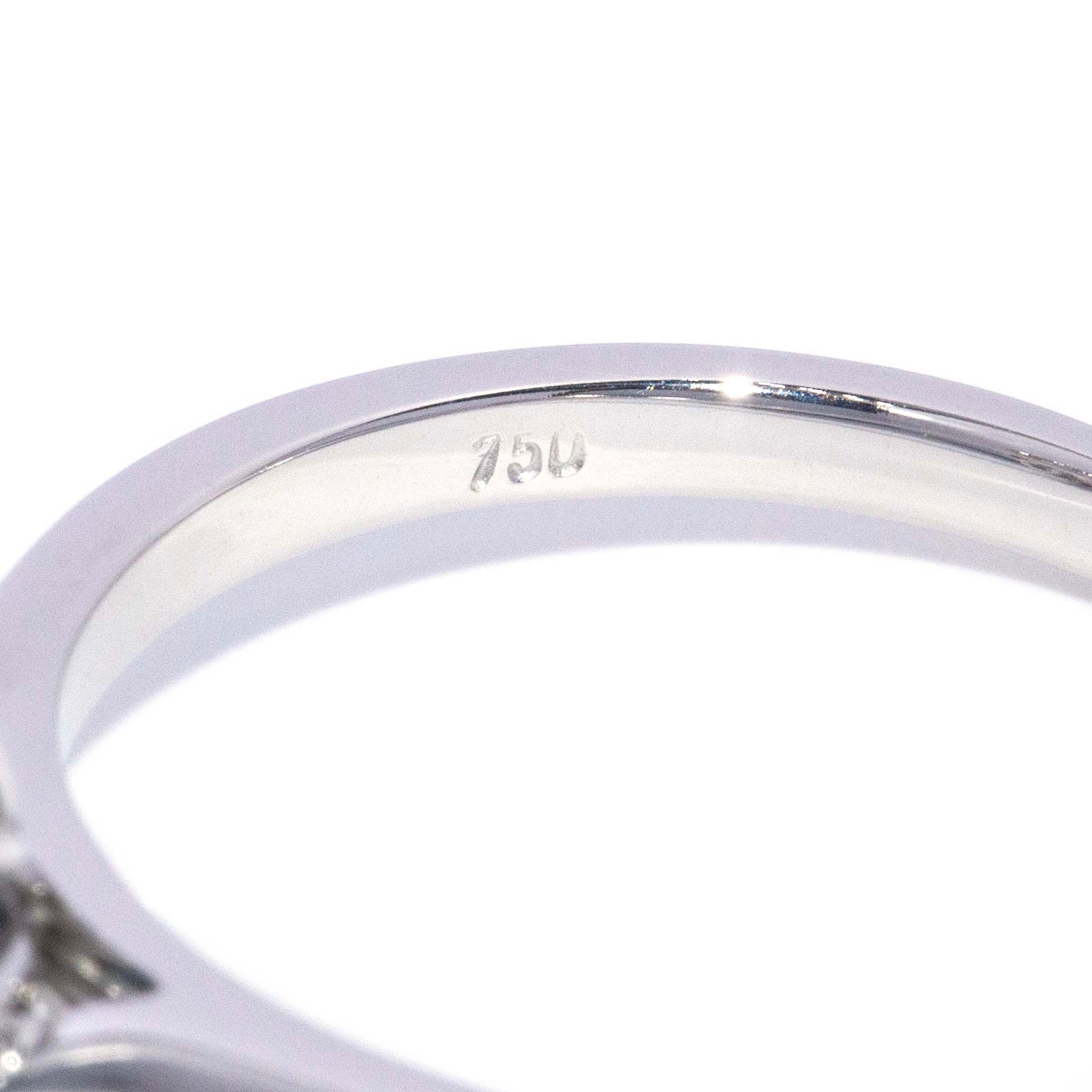 Chrissie Blue Sapphire & Diamond Halo Ring 18K White Gold Rings Anthology Jewellers 