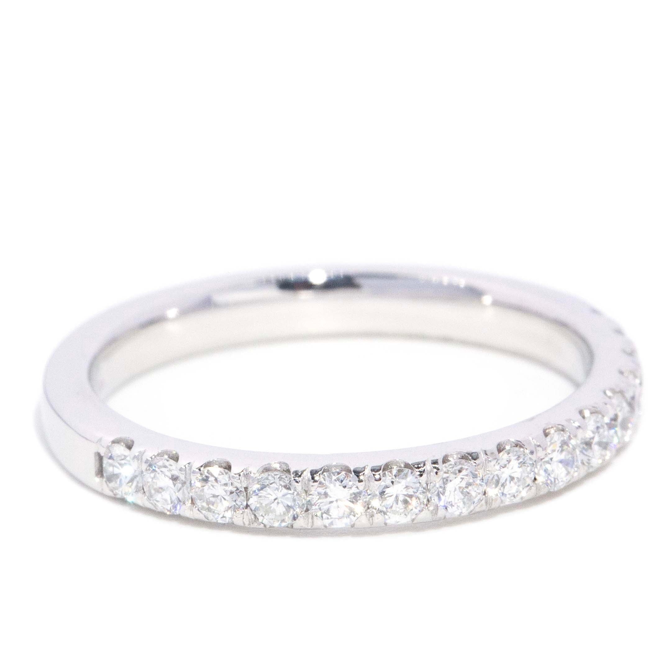 Clara Vintage Circa 1970s Brilliant Diamond Half Eternity Ring 18ct White Gold Rings Imperial Jewellery 