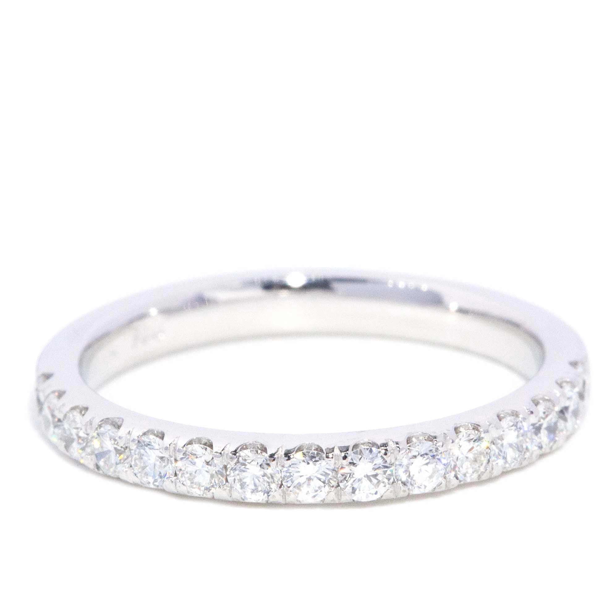 Clara Vintage Circa 1970s Brilliant Diamond Half Eternity Ring 18ct White Gold Rings Imperial Jewellery 