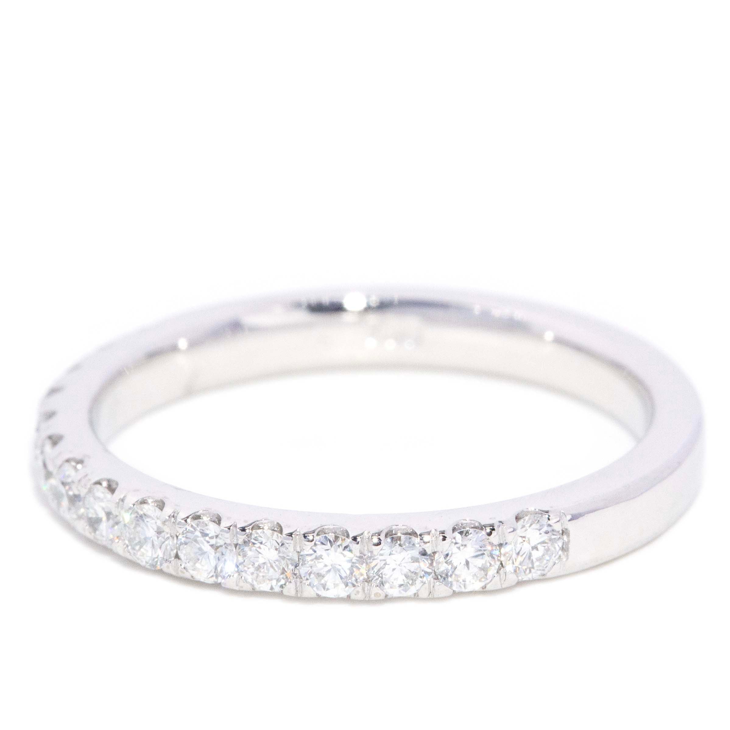 Clara Vintage Circa 1970s Brilliant Diamond Half Eternity Ring 18ct White Gold Rings Imperial Jewellery 