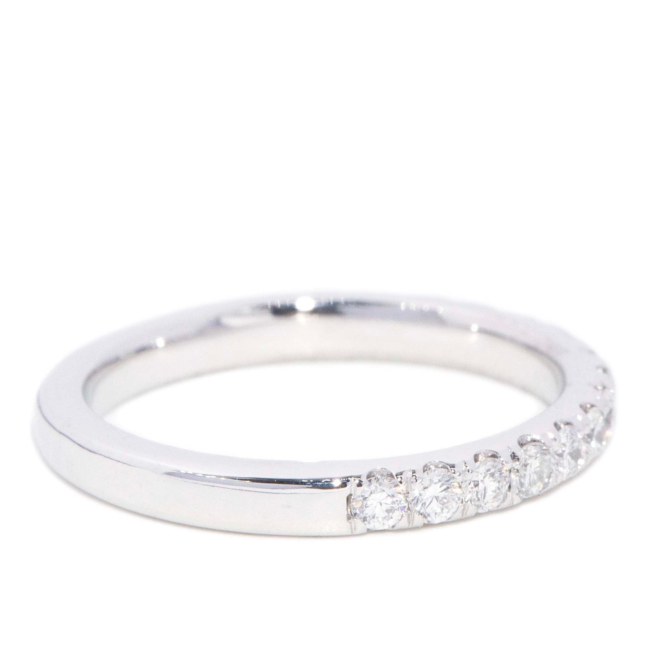 Clara Vintage Circa 1970s Brilliant Diamond Half Eternity Ring 18ct White Gold Rings Imperial Jewellery 