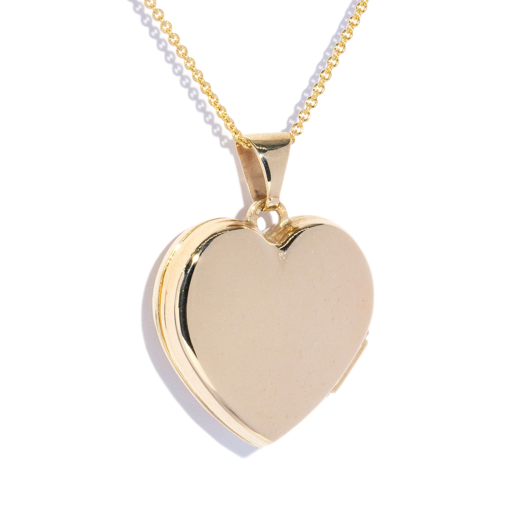 Genuine Four Leaf Clover Heart Locket Pendant 9K Yellow Gold