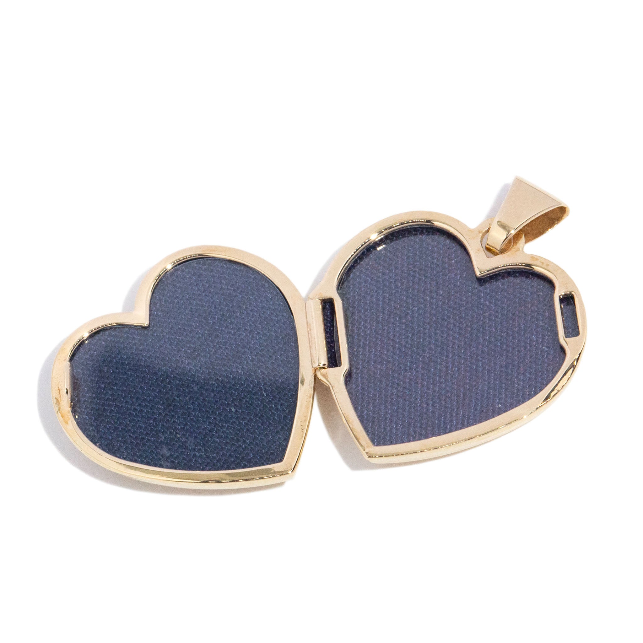Genuine Four Leaf Clover Heart Locket Pendant 9K Yellow Gold