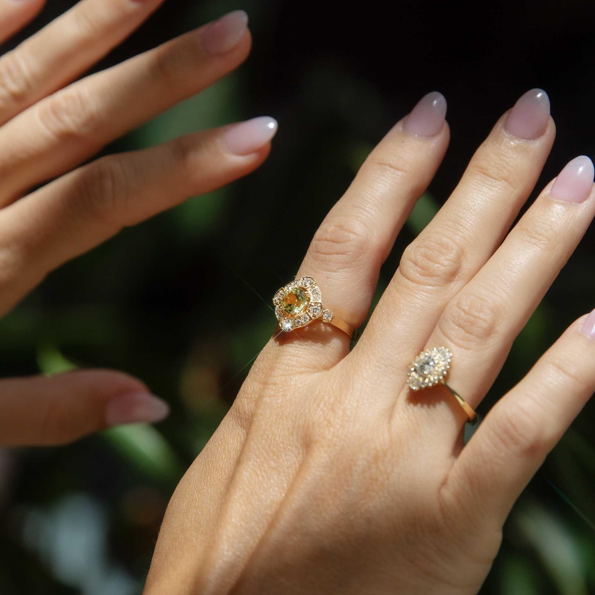 Jackie 0.73 Carat Diamond Starburst Halo Ring 18ct Gold