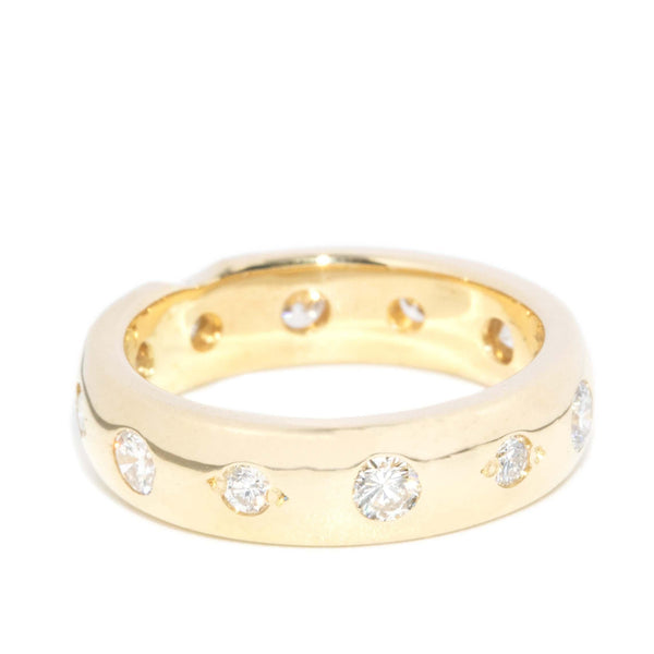 Vintage Circa 1990s Hammer Set Diamond Band 18 Carat Gold