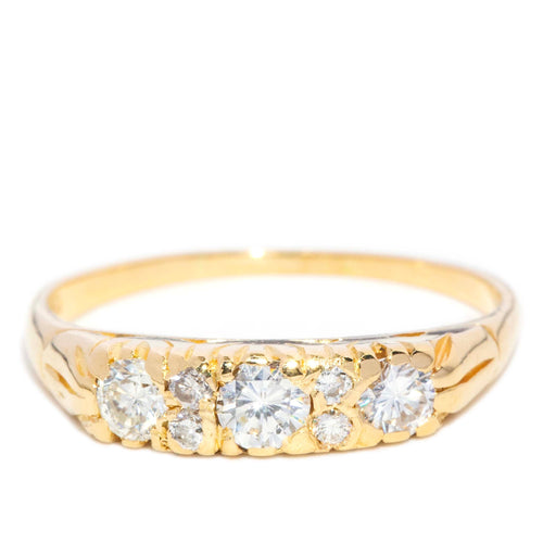 Cosima 1980s Diamond London Bridge Ring 18K Yellow Gold