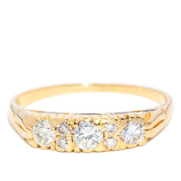 Cosima 1980s Diamond London Bridge Ring 18ct Gold Rings Imperial Jewellery 