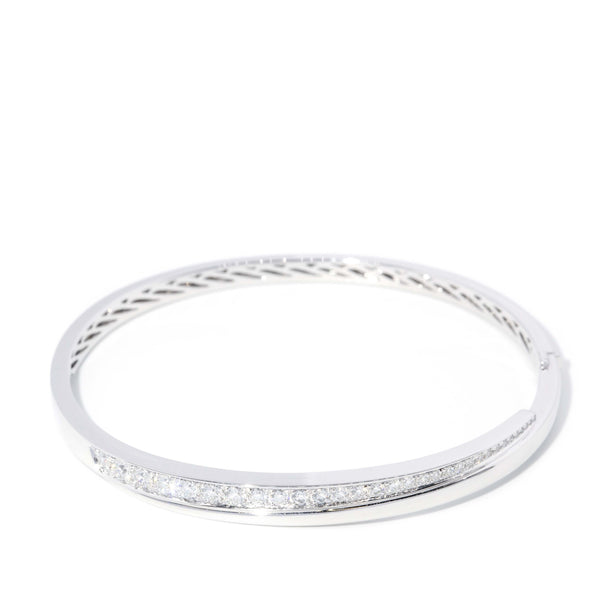 Contemporary Channel Set Diamond Bangle 18 Carat White Gold