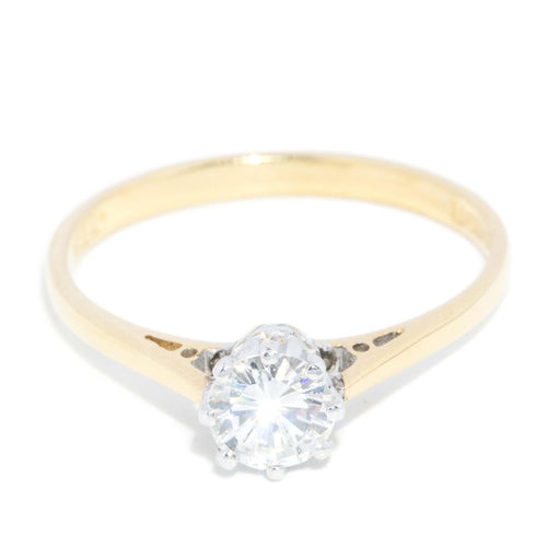 Daria 1980s Diamond Solitaire Ring 18K Two Tone Gold