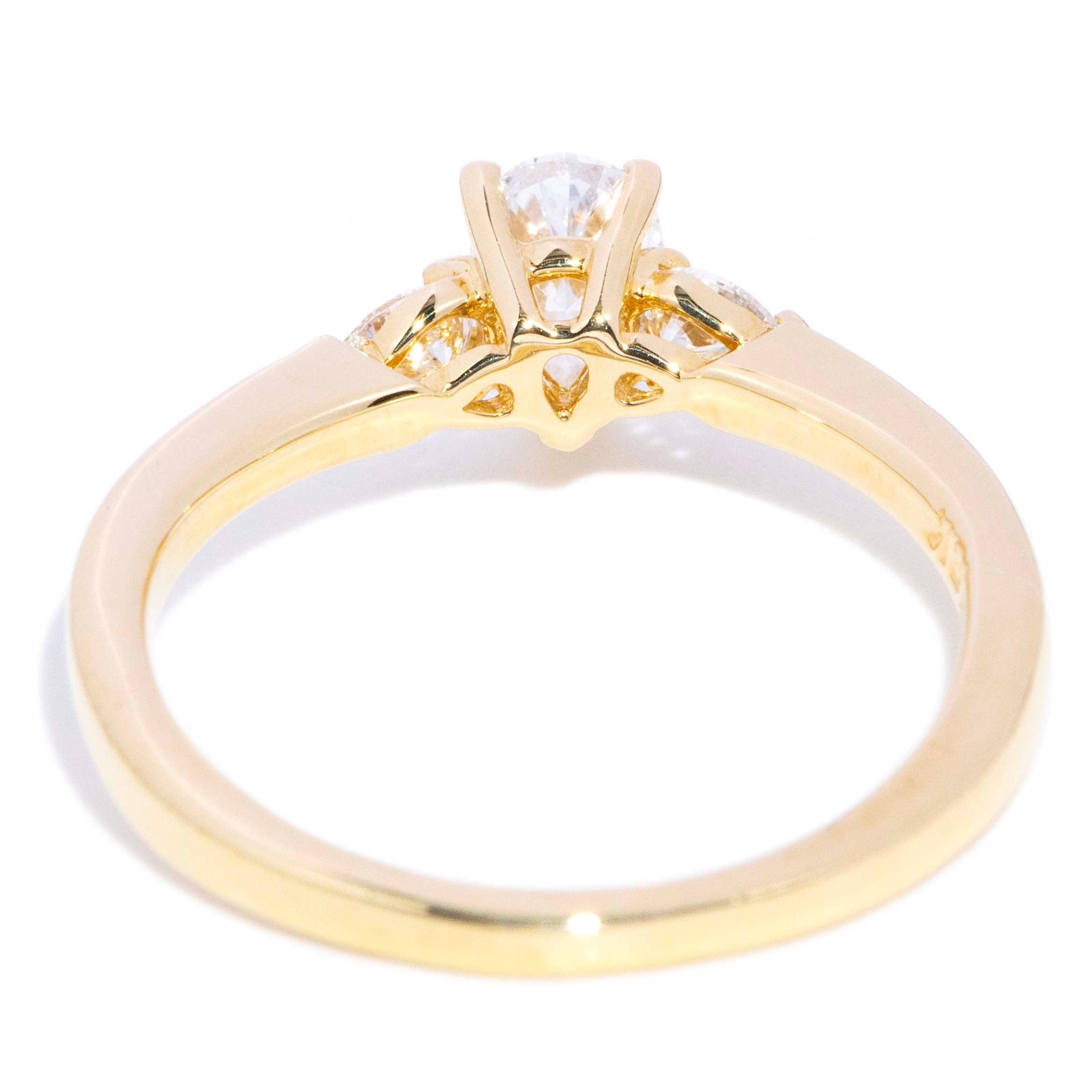 Darla Contemporary Pear Cut Claw Set Diamond Trilogy Ring 18ct Yellow Gold Rings Imperial Jewellery 