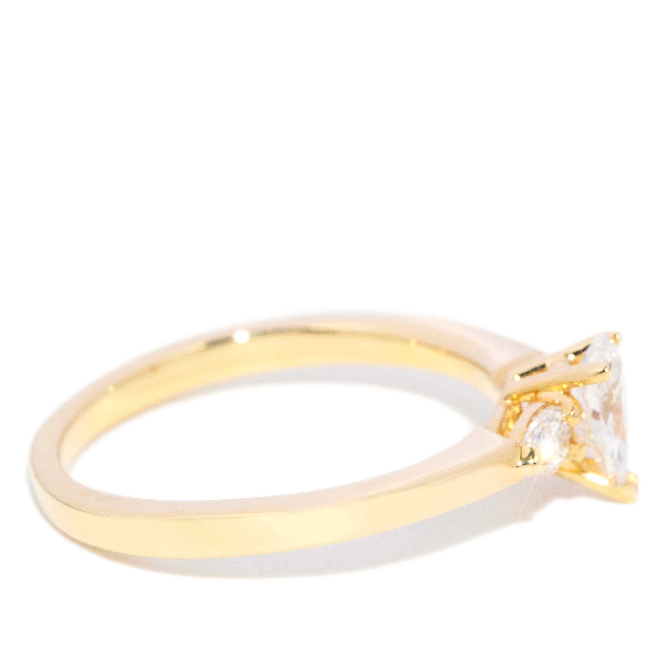 Darla Contemporary Pear Cut Claw Set Diamond Trilogy Ring 18ct Yellow Gold Rings Imperial Jewellery 