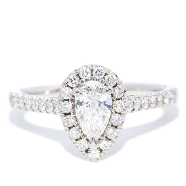 Diana Pear Cut Diamond Platinum Halo Ring Rings Imperial Jewellery 