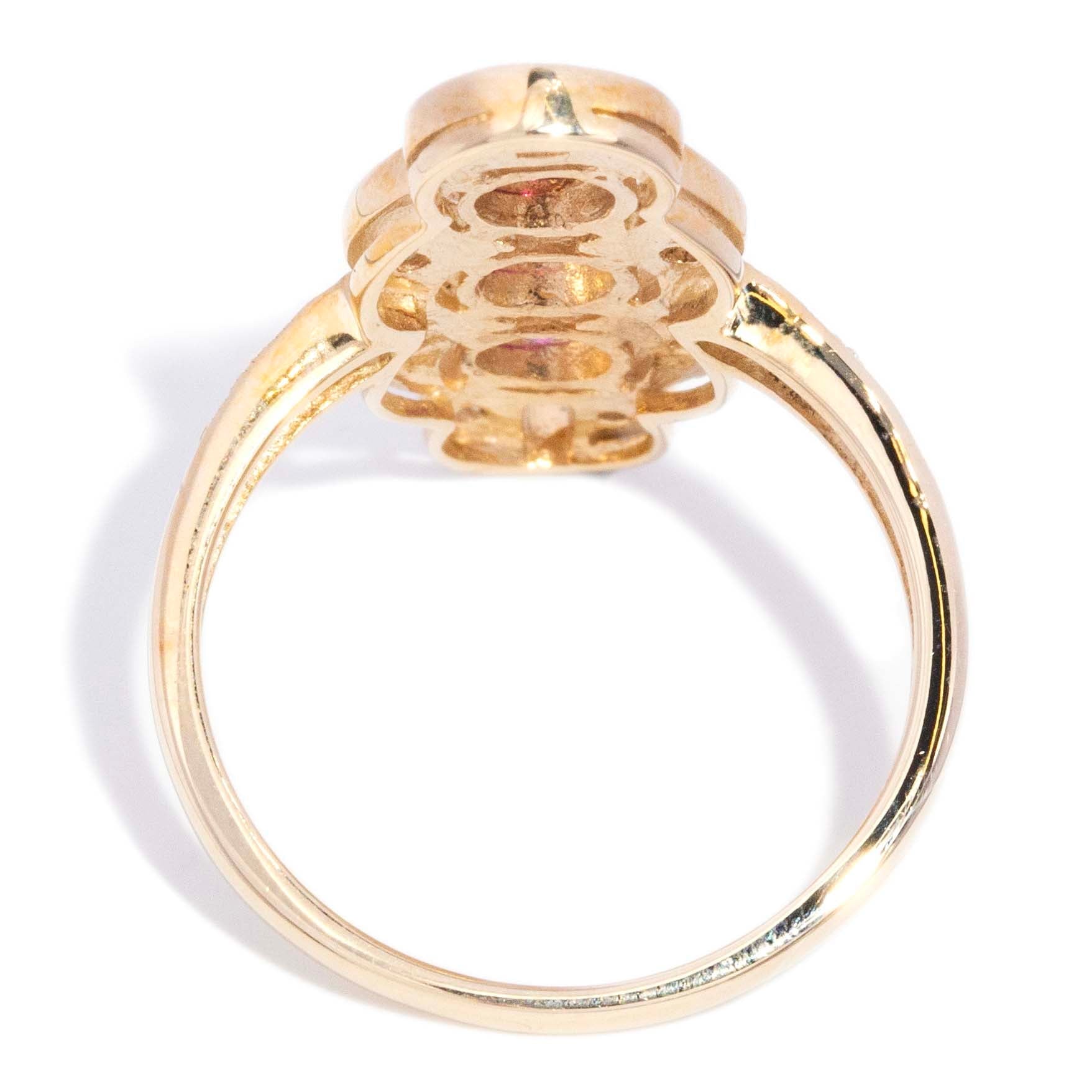 Diana Ruby & Diamond Art Deco Inspired Ring 9K Yellow Gold Rings Imperial Jewellery 