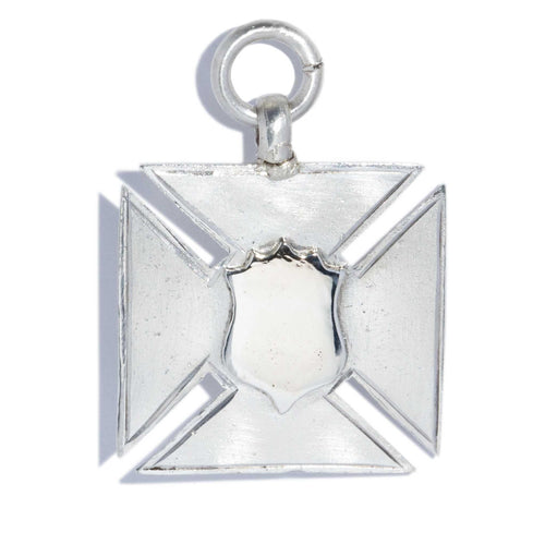 Edan Antique 1920s Shield Medallion Pendant Sterling Silver