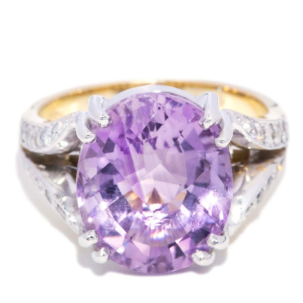 Elestren Amethyst & Diamond Cocktail Ring 9K Two Tone Gold Rings Anthology Jewellers 