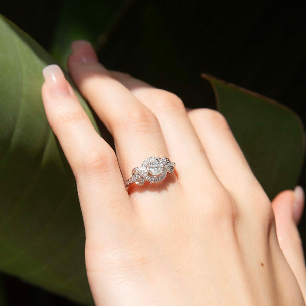 Elodi Diamond 'Figure 8' Halo Ring 18ct White Gold Rings Imperial Jewellery 