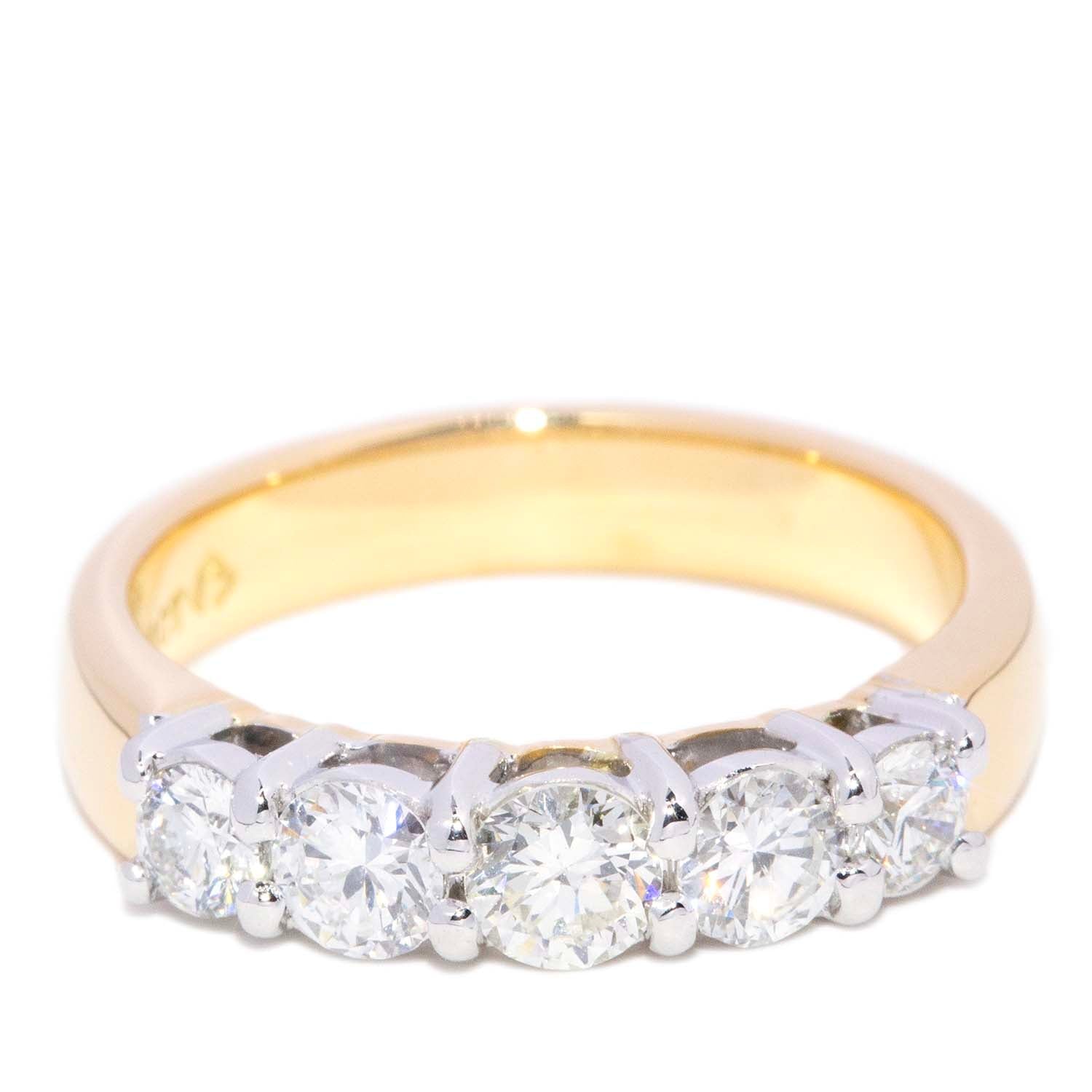 Emmie Diamond Five Stone Eternity Ring 18K Two Tone Gold Rings Anthology Jewellers 