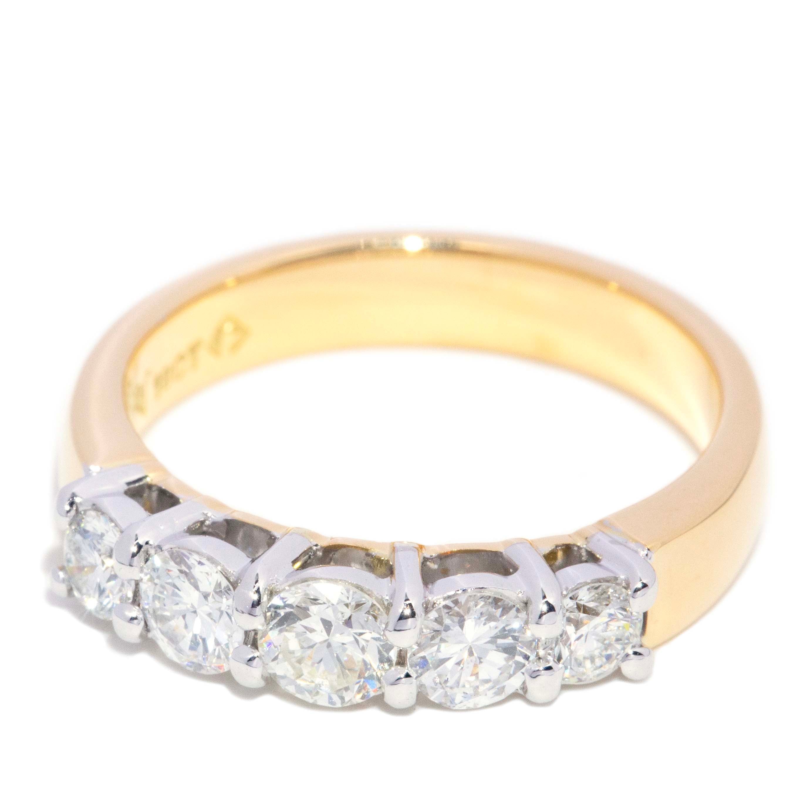 Emmie Diamond Five Stone Eternity Ring 18K Two Tone Gold Rings Anthology Jewellers 
