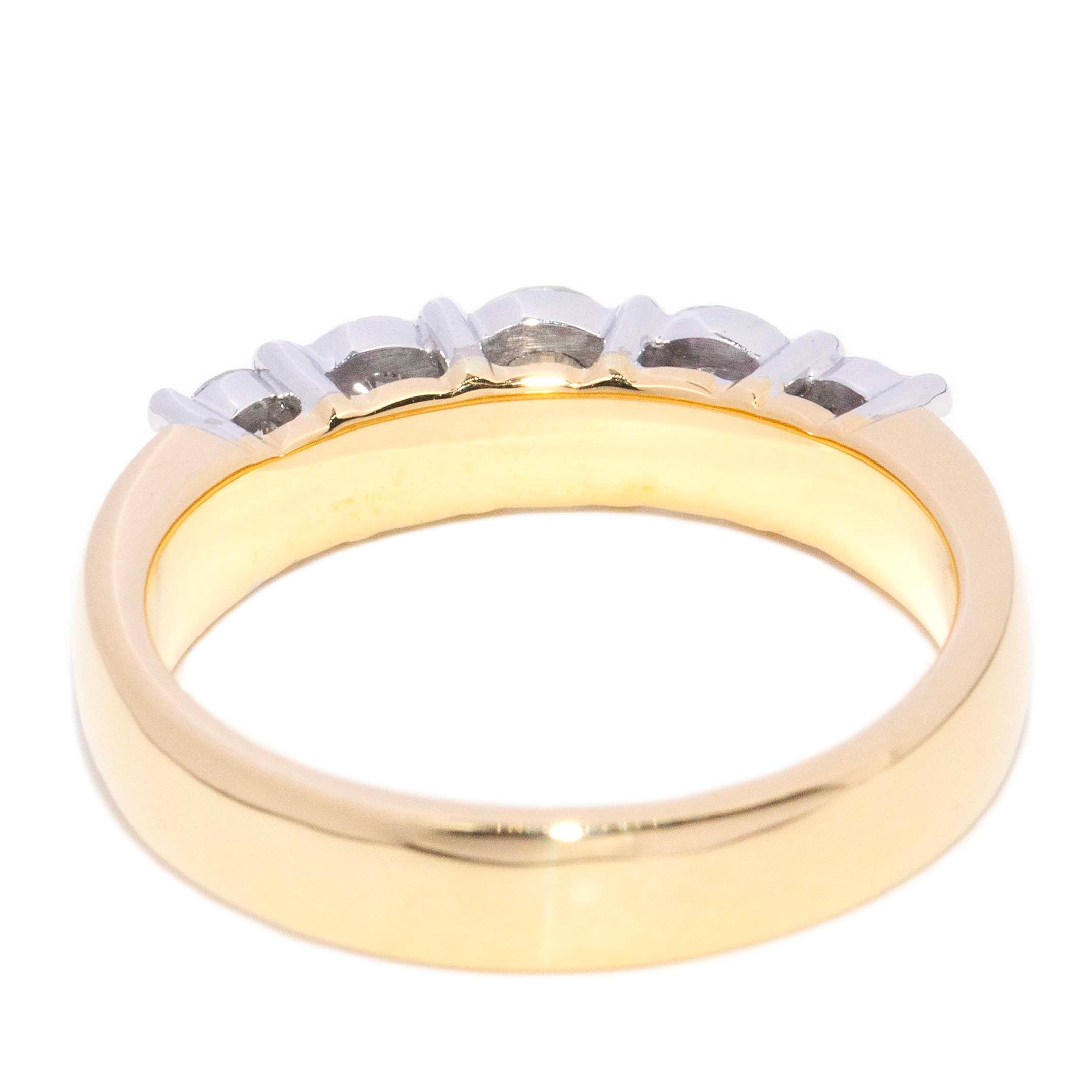 Emmie Diamond Five Stone Eternity Ring 18K Two Tone Gold Rings Anthology Jewellers 