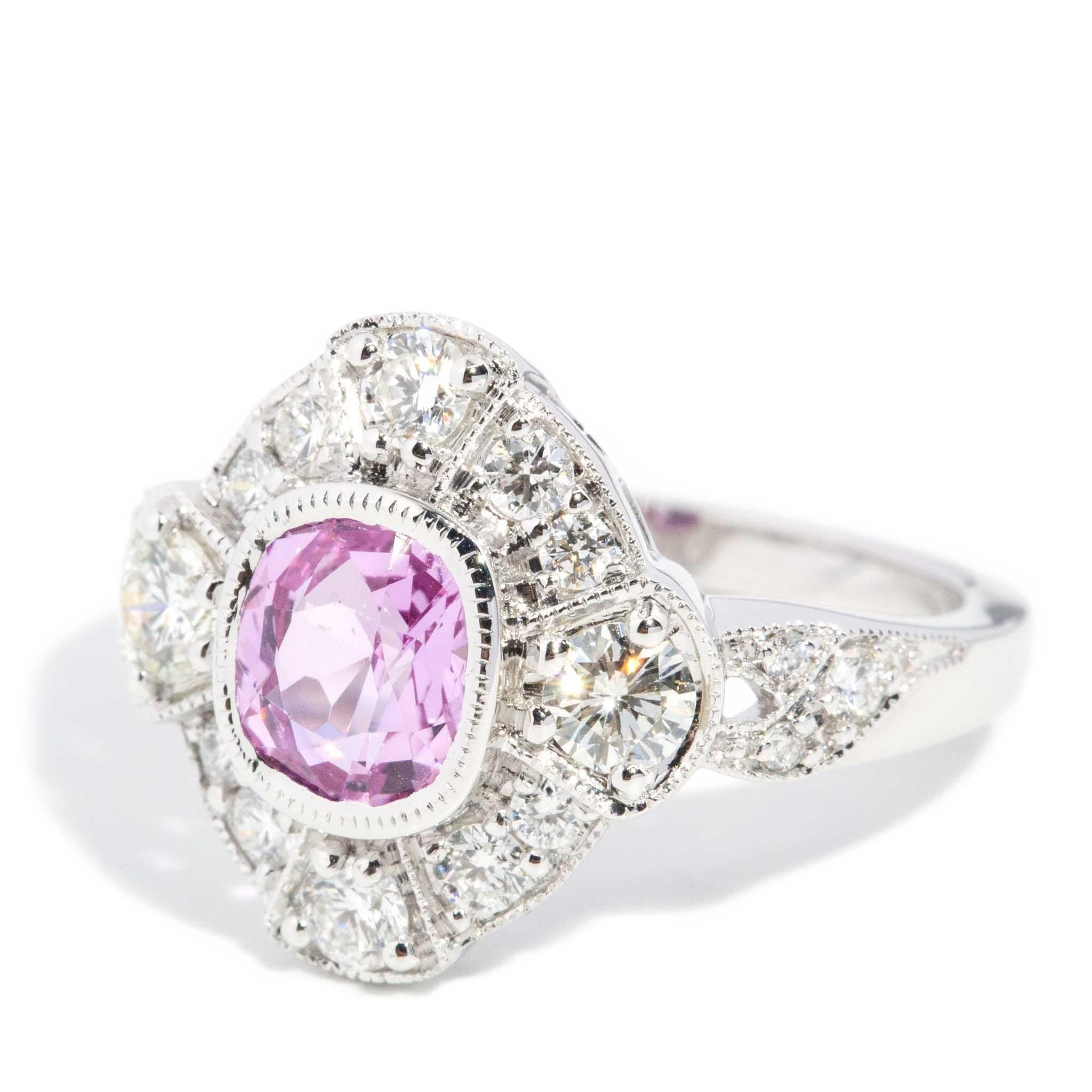 Esme 1.37ct Pink Sapphire & Diamond Ring 18ct White Gold