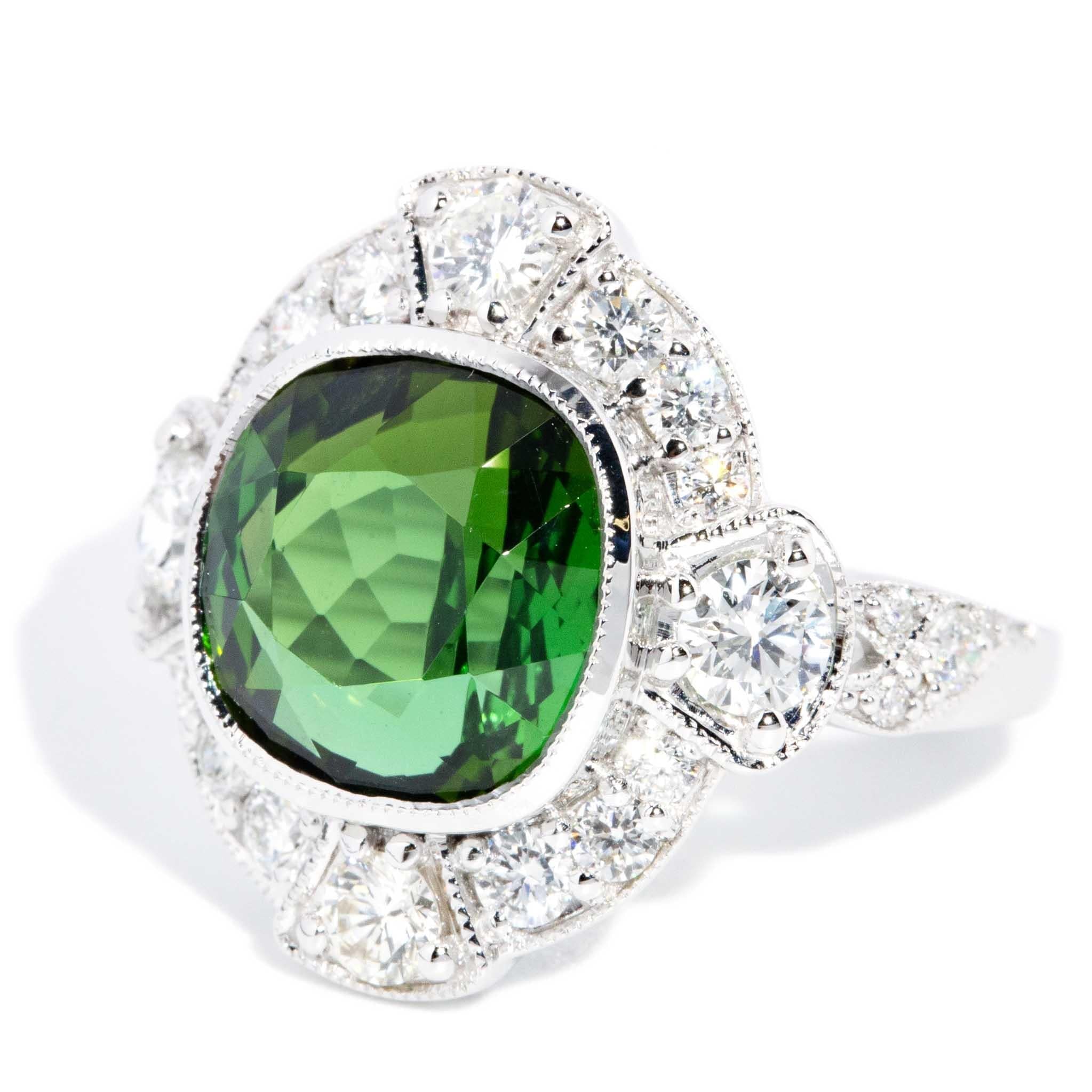 Esme 6.07ct Green Tourmaline & Diamond Ring 18ct Gold