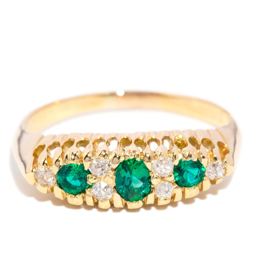 Ester 1960s Emerald & Diamond London Bridge 18K Yellow Gold