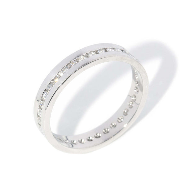 Vintage Circa 1990s Diamond Band 18 Carat White Gold