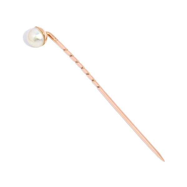 Ferny 1930s Saltwater Pearl Clothes Pin 12ct Gold Brooches Imperial Jewellery 