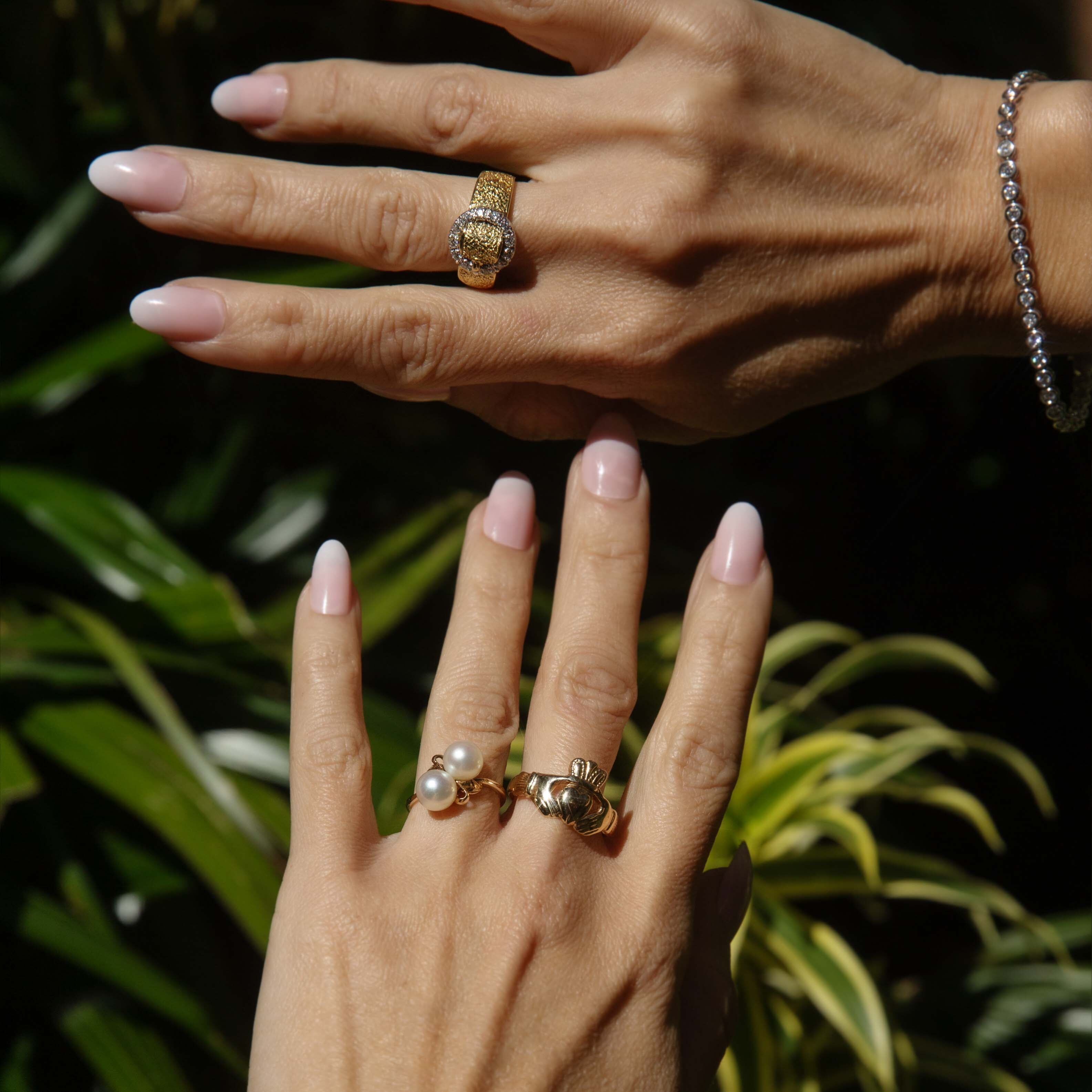 Finnley Vintage Circa 1980s Symbolic Claddagh Relationship Ring 9ct Yellow Gold Rings Imperial Jewellery 