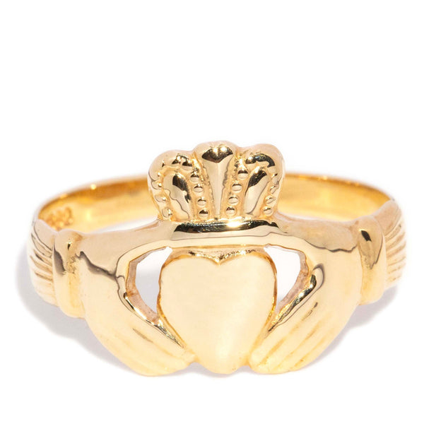 Finnley Vintage Circa 1980s Symbolic Claddagh Relationship Ring 9ct Yellow Gold Rings Imperial Jewellery 