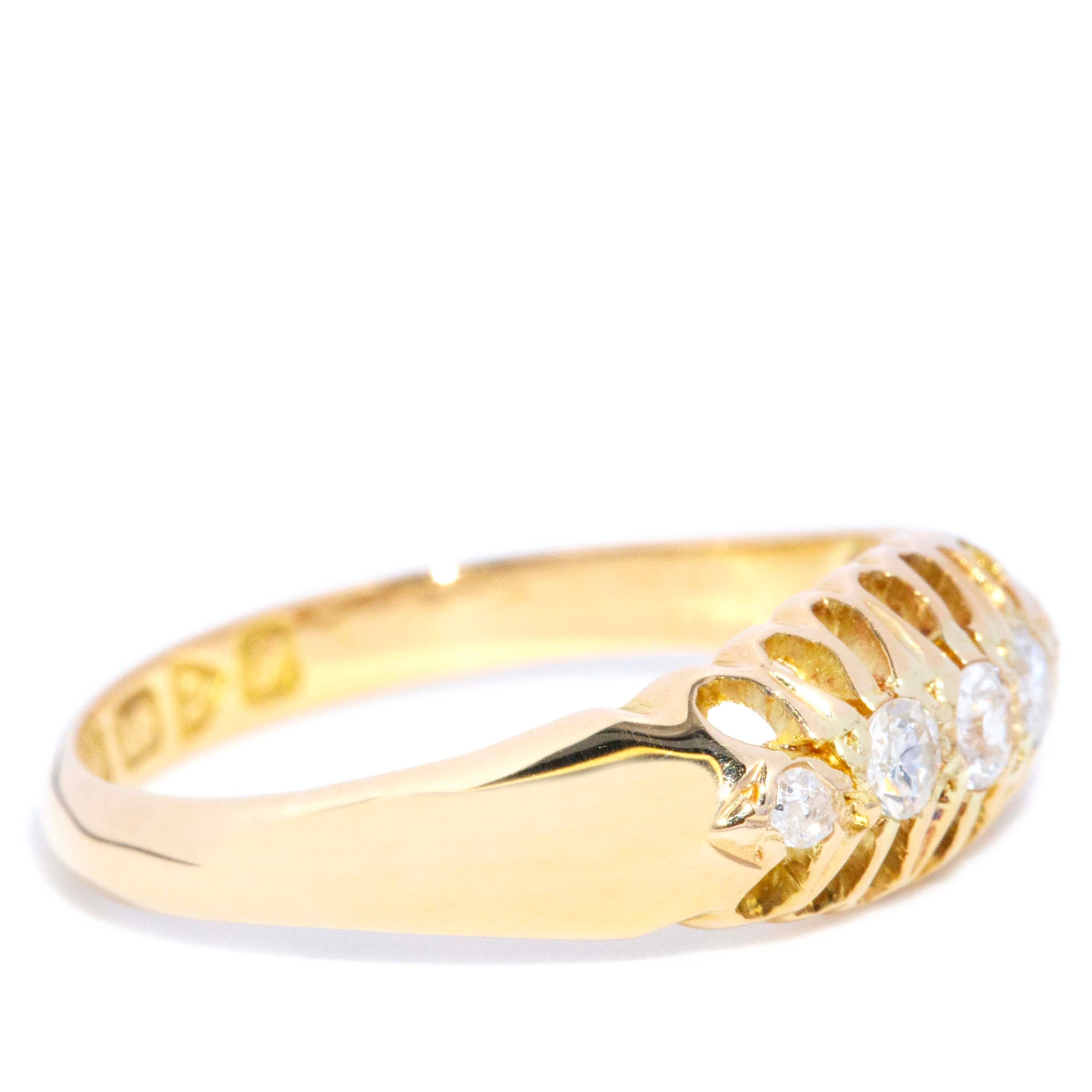 Flores Antique Old Cut Diamond Gypsy Ring 18K Yellow Gold Rings Anthology Jewellers 