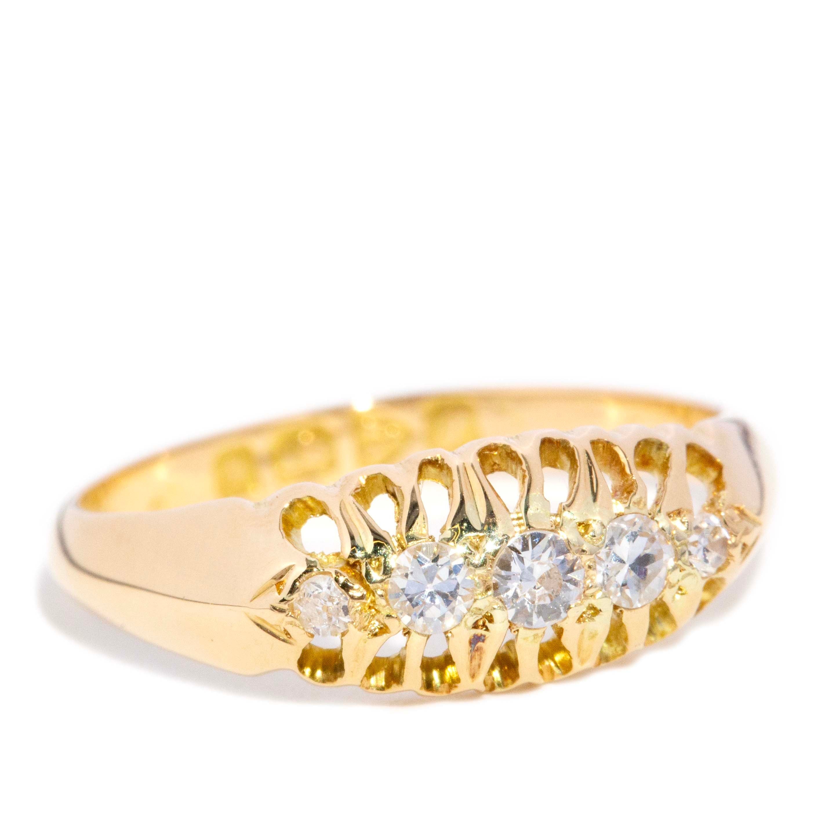 Flores Antique Old Cut Diamond Gypsy Ring 18K Yellow Gold Rings Anthology Jewellers 