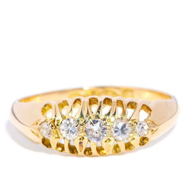 Flores Antique Old Cut Diamond Gypsy Ring 18K Yellow Gold Rings Anthology Jewellers 