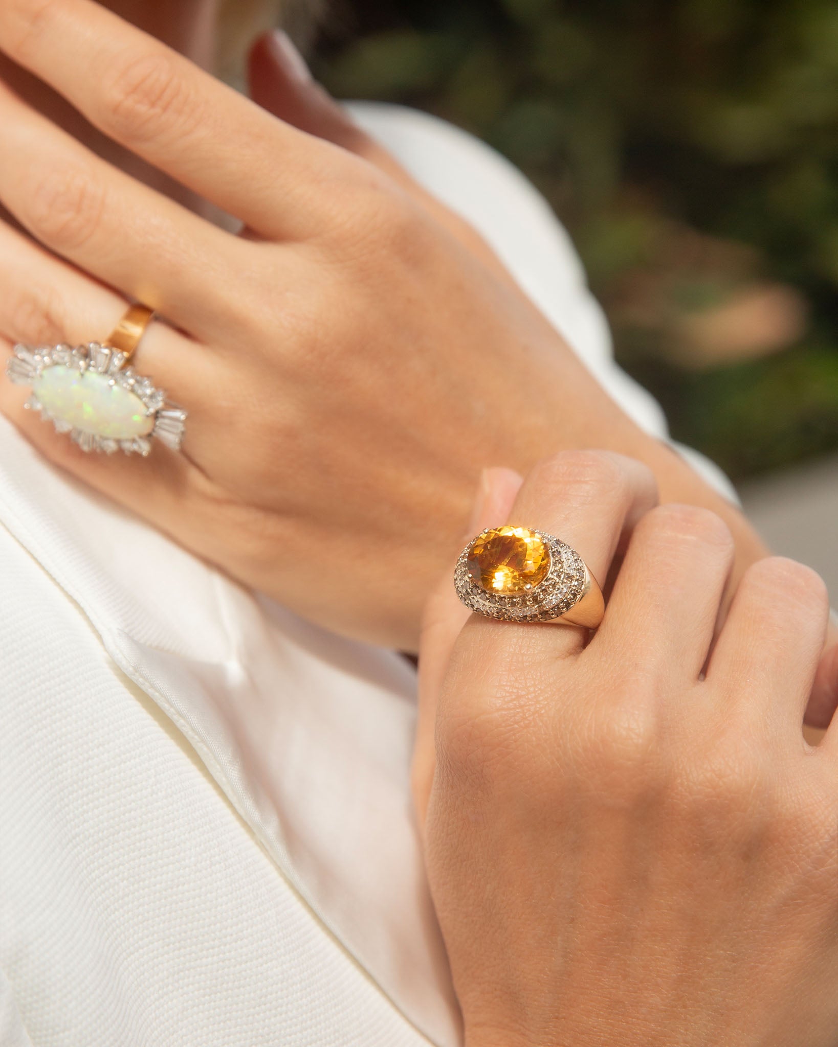 Frankie Citrine & Diamond Bombe Ring 14K Two Tone Gold