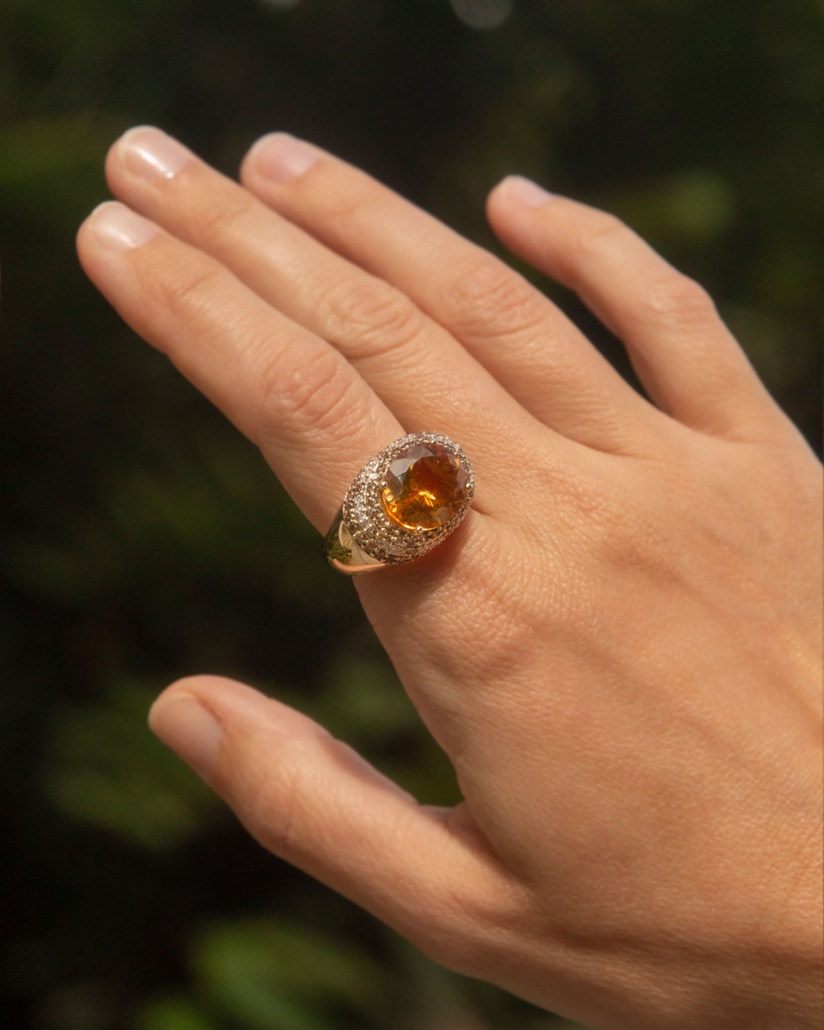 Frankie Citrine & Diamond Bombe Ring 14K Two Tone Gold