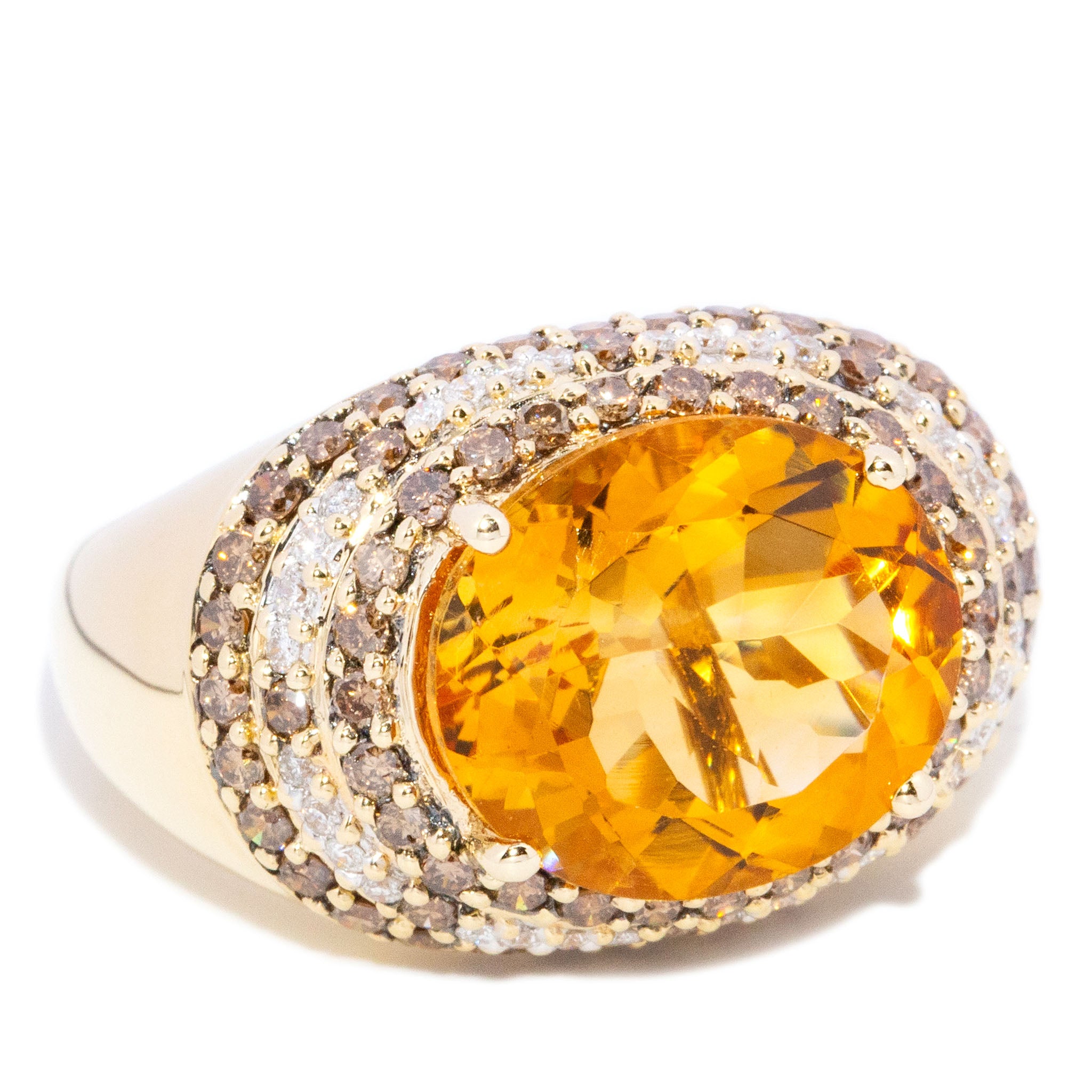 Frankie Citrine & Diamond Bombe Ring 14K Two Tone Gold