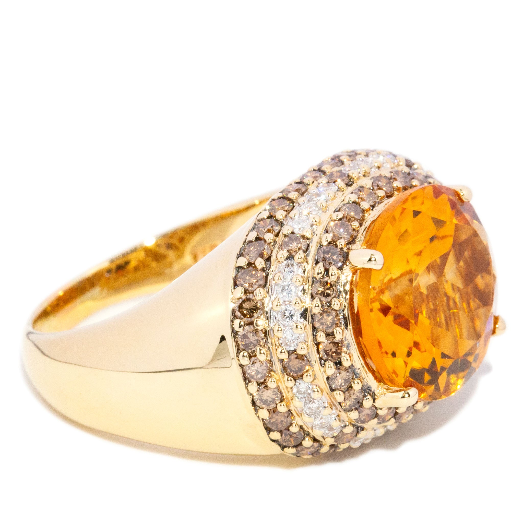 Frankie Citrine & Diamond Bombe Ring 14K Two Tone Gold