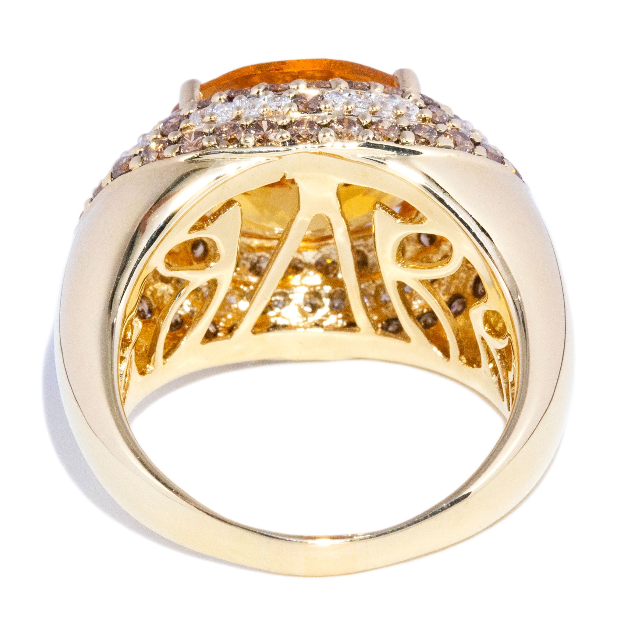 Frankie Citrine & Diamond Bombe Ring 14K Two Tone Gold