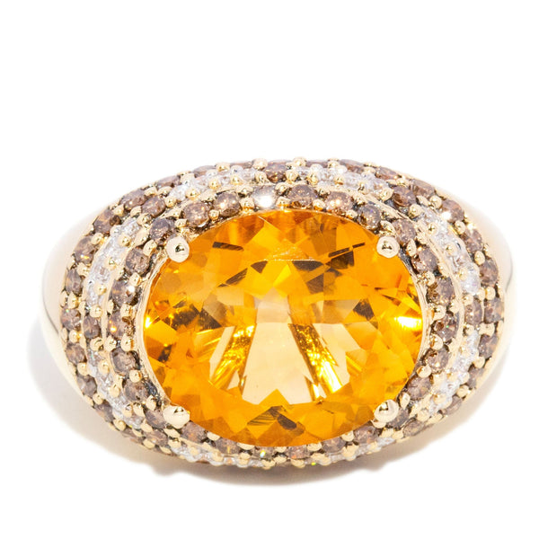 Frankie Citrine & Diamond Bombe Ring 14K Two Tone Gold Rings Anthology Jewellers 